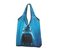 TZTTZT Bolsas de compras reutilizables, bolsas de compras, bolsa plegable de tiburón de boca abierta con asas, Negro, 3 PCS