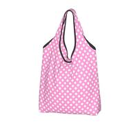 TZTTZT - Bolsas reutilizables de comestibles, bolsas de compras, plegables clásico con lunares rosados, bolsa de comestibles con asas, Negro -, 3 piezas