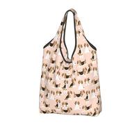 TZTTZT Bolsas reutilizables para la compra, bolsa de compras plegable, diseño de perro Beagle en color marrón, bolsa de comestibles con asas, Negro, 1 PC