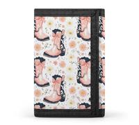 TZTTZT Bow Cowboy Boots Q Print Cartera para hombre, cartera plegable pequeña para hombre, 8 tarjeteros, bolsillo frontal minimalista delgado