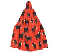 TZTTZT Capa de mago con capucha para hombre y mujer, bonita capa de vampiro con estampado de burro negro, disfraz de Halloween