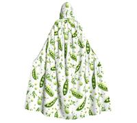 TZTTZT Capa de mago con capucha para hombre y mujer, capa de vampiro con capucha de bruja con estampado de judías verdes brillantes, disfraces de Halloween