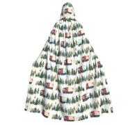 TZTTZT Capa de mago con capucha para hombre y mujer, estampado de camión del bosque, capa de vampiro con capucha, disfraz de Halloween, color negro