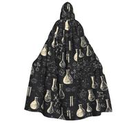 TZTTZT Capa de mago con capucha para hombres y mujeres, capa de vampiro con capucha de bruja con estampado de laboratorio de ciencia, disfraz de Halloween, color negro
