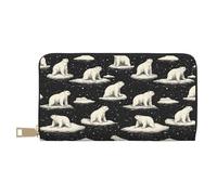TZTTZT Cartera blanca con estampado de oso del Polo Norte para mujer, cartera plegable de cuero con múltiples tarjetas, cartera larga para mujer