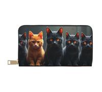 TZTTZT Cartera clásica con estampado de cuarteto de gato naranja para mujer, cartera plegable de cuero para múltiples tarjetas, cartera larga para mujer