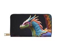 TZTTZT Cartera colorida con estampado de dragón-A para mujer, cartera de cuero plegable para múltiples tarjetas, cartera larga para mujer