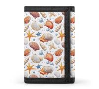 TZTTZT Cartera con estampado de caracola de estrella de mar para hombre, cartera plegable pequeña para hombre, 8 soportes para tarjetas de crédito, bolsillo frontal minimalista delgado