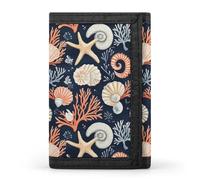 TZTTZT Cartera con estampado de estrella de mar náutica para hombre, cartera plegable pequeña para hombre, 8 tarjeteros, bolsillo frontal minimalista delgado
