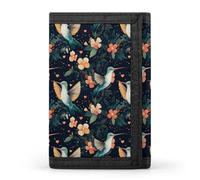 TZTTZT Cartera con estampado de hojas de colibrí verde para hombre, 8 soportes para tarjetas de crédito, bolsillo frontal minimalista delgado y pequeño para hombre