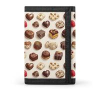 TZTTZT Cartera con estampado de pastel de chocolate para hombre, 8 tarjeteros, delgada, minimalista, bolsillo frontal, billeteras plegables pequeñas para hombre