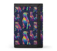 TZTTZT Cartera con estampado de Pitbull de dibujos animados de neón para hombre, cartera plegable pequeña para hombre, 8 soportes para tarjetas de crédito, bolsillo frontal minimalista delgado