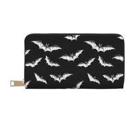 TZTTZT Cartera de piel con estampado de murciélago blanco frío para mujer, cartera plegable para múltiples tarjetas, cartera larga para mujer