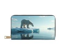 TZTTZT Cartera de piel con estampado de oso polar blanco frío para mujer, cartera plegable para múltiples tarjetas, cartera larga para mujer