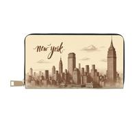 TZTTZT Cartera vintage beige con estampado de horizonte para mujer, cartera de cuero plegable para múltiples tarjetas, cartera larga para mujer