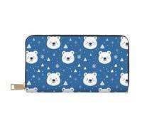 TZTTZT Carteras delgadas de cuero para mujeres y hombres, cartera con cremallera con estampado de copo de nieve de oso a la moda