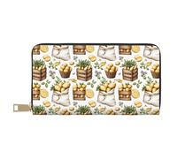 TZTTZT Carteras delgadas de cuero para mujeres y hombres, con estampado de patata y limón de otoño con cremallera