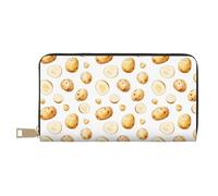 TZTTZT Carteras delgadas y delgadas de cuero para mujeres y hombres, cartera realista de moda con estampado de rodajas de patata con cremallera