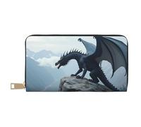 TZTTZT Cool Black Dragon-A - Cartera de piel con estampado de dragón para mujer, cartera plegable para múltiples tarjetas, cartera larga para mujer