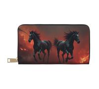 TZTTZT Cool Black Horses - Cartera de piel con estampado de caballos para mujer, cartera plegable para múltiples tarjetas, cartera larga para mujer