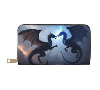 TZTTZT Cool Blue Dragons - Cartera de piel con estampado de dragones para mujer, cartera plegable para múltiples tarjetas, cartera larga para mujer