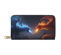 TZTTZT Cool Blue Red Dragon-A - Cartera de piel con estampado de dragón para mujer, cartera plegable para múltiples tarjetas, cartera larga para mujer