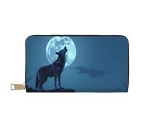TZTTZT Cool Blue Wolf-F - Cartera de piel con estampado de lobo para mujer, cartera plegable para múltiples tarjetas, cartera larga para mujer