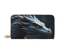TZTTZT Cool Gray Dragon-A - Cartera de piel con estampado de dragón para mujer, cartera plegable para múltiples tarjetas, cartera larga para mujer