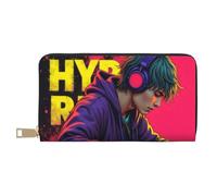 TZTTZT Cool Purple - Cartera de piel con estampado de DJ para mujer, cartera plegable para múltiples tarjetas, cartera larga para mujer