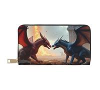 TZTTZT Cool Red Blue Dragons-B - Cartera con estampado de dragones para mujer, cartera plegable de cuero para múltiples tarjetas, cartera larga para mujer