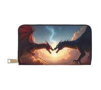 TZTTZT Cool Red Blue Dragons-C - Cartera de piel con estampado de dragones para mujer, cartera plegable para múltiples tarjetas, cartera larga para mujer