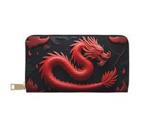 TZTTZT Cool Red Dragon-A - Cartera de piel con estampado de dragón rojo para mujer, cartera plegable para múltiples tarjetas, cartera larga para mujer