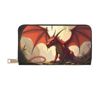TZTTZT Cool Red Dragon-C - Cartera de piel con estampado de dragón-C para mujer, cartera plegable para múltiples tarjetas, cartera larga para mujer