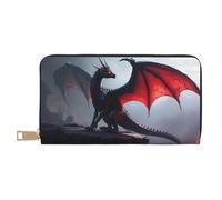 TZTTZT Cool Red Dragon-E - Cartera de piel con estampado de dragón-E para mujer, cartera plegable para múltiples tarjetas, cartera larga para mujer