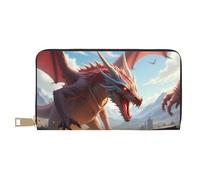 TZTTZT Cool Red Dragon-F - Cartera de piel con estampado de dragón-F para mujer, cartera plegable para múltiples tarjetas, cartera larga para mujer