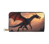 TZTTZT Cool Red Dragon-H - Cartera de piel con estampado de dragón-H para mujer, cartera plegable para múltiples tarjetas, cartera larga para mujer