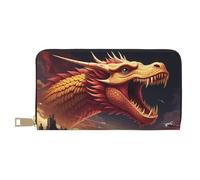TZTTZT Cool Red Dragon-J - Cartera de piel con estampado de dragón-J para mujer, cartera plegable para múltiples tarjetas, cartera larga para mujer