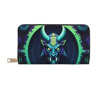 TZTTZT Cool Teal Demon Print Cartera para mujer, cartera de cuero con múltiples tarjetas, cartera larga para mujer