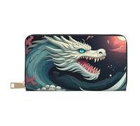 TZTTZT Cool White - Cartera con estampado de dragón-A para mujer, cartera de cuero plegable para múltiples tarjetas, cartera larga para mujer
