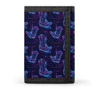 TZTTZT Cyber Cartera con estampado de botas vaqueras para hombre, cartera plegable pequeña para hombre, 8 tarjeteros, bolsillo frontal minimalista delgado