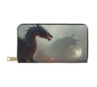 TZTTZT Dark Dragon-A - Cartera de piel con estampado de dragón para mujer, cartera plegable para múltiples tarjetas, cartera larga para mujer