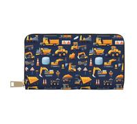 TZTTZT Digger Roadblock Dozer - Cartera de piel con estampado de topadora para mujer, cartera plegable para múltiples tarjetas, cartera larga para mujer