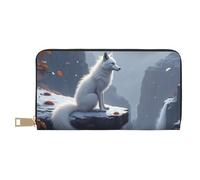 TZTTZT Elegant Fox - Cartera de piel con estampado frío para mujer, cartera plegable para múltiples tarjetas, cartera larga para mujer