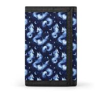 TZTTZT Fantasy Fox - Cartera con estampado de luna para hombre, cartera plegable pequeña para hombre, 8 tarjeteros, bolsillo frontal minimalista delgado