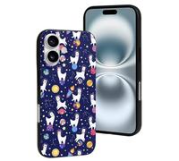 TZTTZT - Funda compatible con iPhone 16, resistente a los arañazos, bonita alpaca, cielo estrellado, planeta, funda compatible con iPhone 16, bonita para mujeres y hombres, color negro