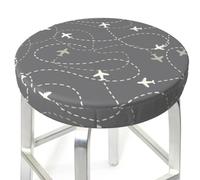 TZTTZT Fundas para taburetes de bar, antideslizantes, diseño de rutas de avión alrededor del mundo, fundas de asiento de taburete de bar de 12 pulgadas, fundas lavables redondas