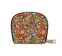 TZTTZT Hippie Peace Love - Tarjetero de cuero para mujer, cartera para tarjetas de crédito, cartera para tarjetas