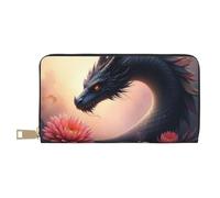 TZTTZT Magical Black Dragon-A - Cartera de piel con estampado de dragón negro para mujer, cartera plegable para múltiples tarjetas, cartera larga para mujer