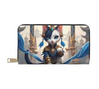 TZTTZT Magical Blue Cat-A - Cartera de piel con estampado de gato para mujer, cartera plegable para múltiples tarjetas, cartera larga para mujer