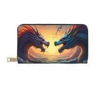TZTTZT Magical Blue Dragon Duo-A - Cartera de piel con estampado de dragón azul para mujer, cartera plegable para múltiples tarjetas, cartera larga para mujer